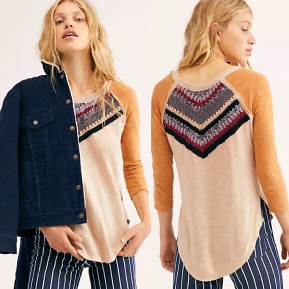 Free People Spring Bound Raglan Crochet Shirt - Picture 4 of 14